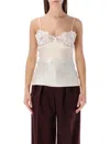 Chloé Women Ivory Washed Silk Satin And Lace Camisole Top In White