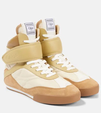 CHLOÉ CHLOE CHLOE KICK HIGH-TOP LEATHER SNEAKERS