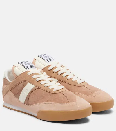 Chloé Nude Suede Sneaker With Natural Detail In Animal Print