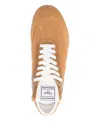 Chloé Women 'kick' Beige Low Top Sneakers With Logo Patch On The Tongue In Suede Woman In Brown