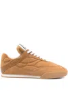 Chloé Women 'kick' Beige Low Top Sneakers With Logo Patch On The Tongue In Suede Woman In Neutral