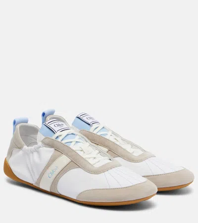 Chloé Kick Suede-trimmed Sneakers In White