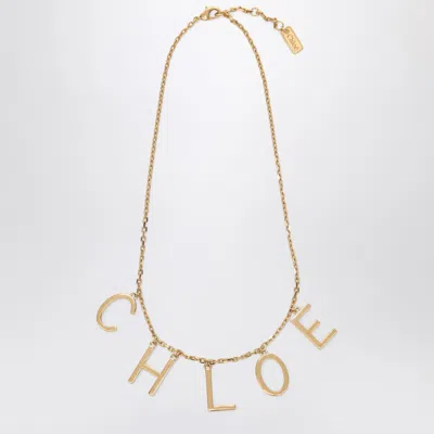 Chloé Letters Necklace In Vintage Gold Brass