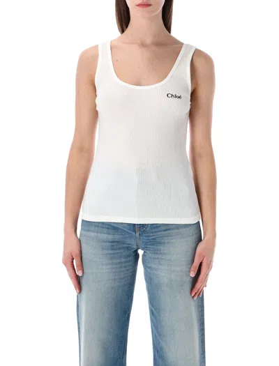 Chloé Chloè Logo Embroidery Top In White
