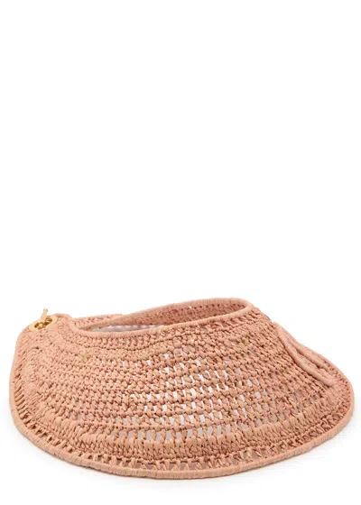 Chloé Chloe  Logo-embroidered Raffia Visor In Neutral