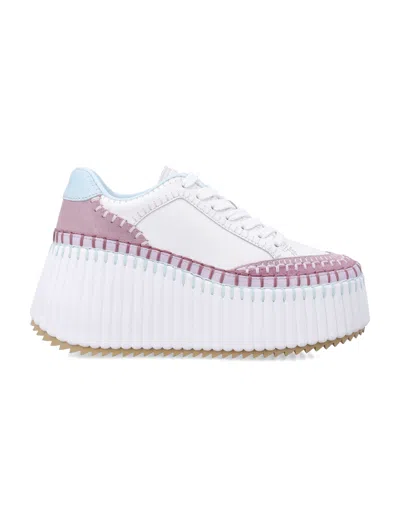 Chloé Nama Wedge Sneakers In White