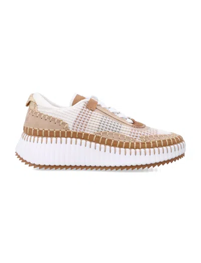 CHLOÉ CHLOÉ CHLOÉ NAMA WOMEN’S SNEAKERS IN MESH AND SUEDE