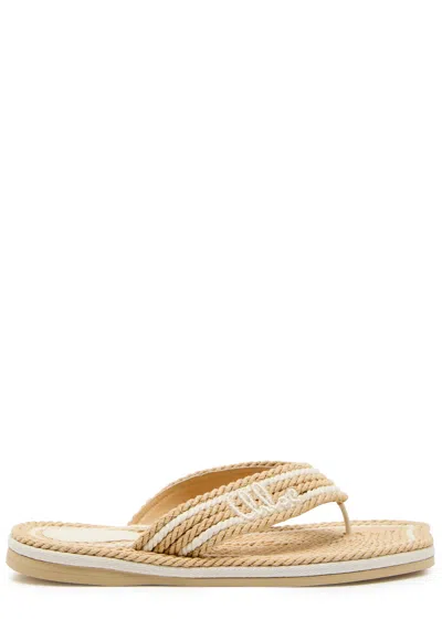 Chloé Chloe  Sand Woven And Leather Flip Flops In Nude