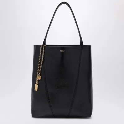 Chloé Spin Black Medium Tote Bag In Blue