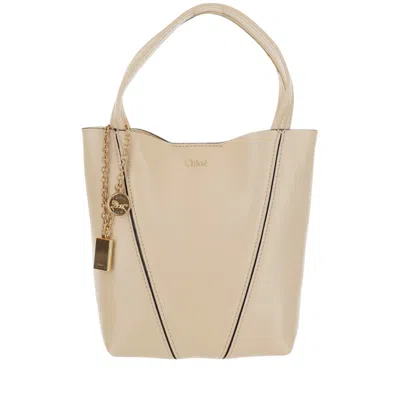 Chloé Spin Garnet Leather Small Tote Bag In Neutrals