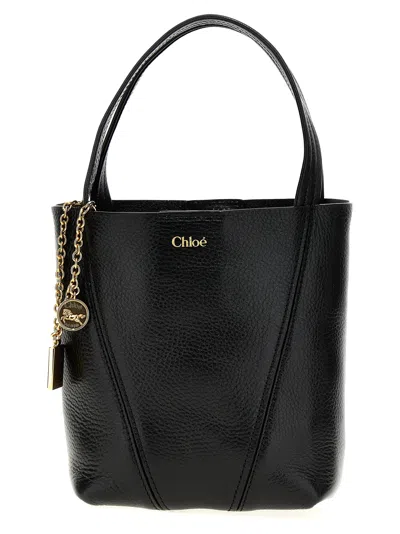 Chloé Spin Small Leather Tote In Purple