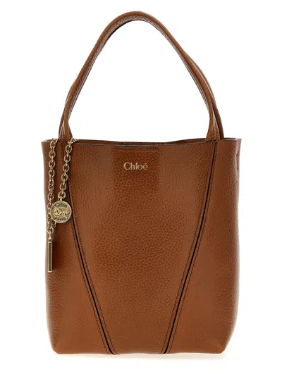 Chloé Spin Small Leather Shoulder Bag In Brown