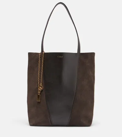 Chloé Spin Leather And Suede Tote Bag In Brown
