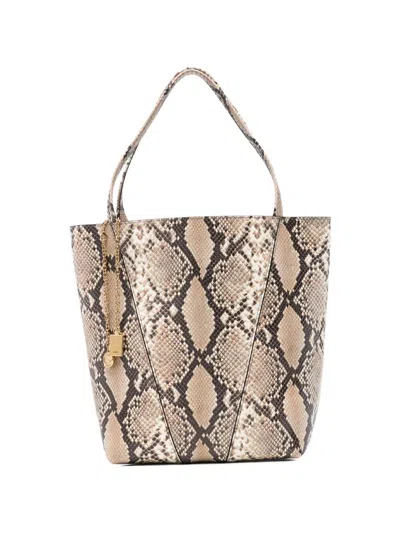 Chloé Spin Leather Tote Bag In Brown