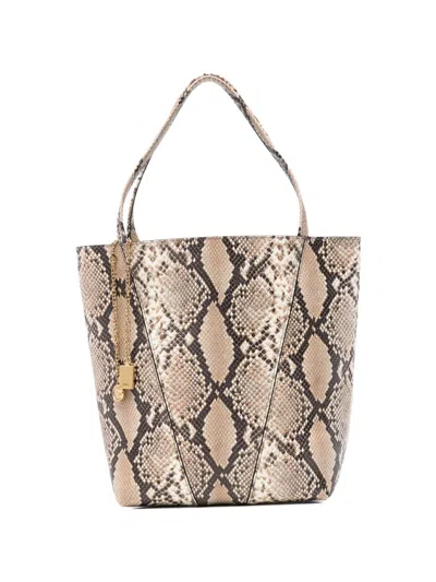 Chloé Chloè  Spin Leather Tote Bag In Beige