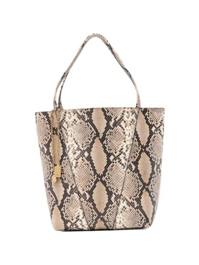 Chloé Spin Leather Tote Bag In Animal Print