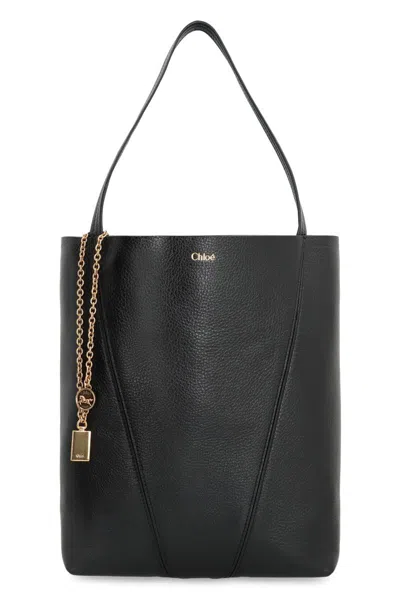 Chloé Spin Leather Tte In Black