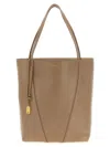 Chloé Sand Leather Large Spin Shopping Bag In Brown