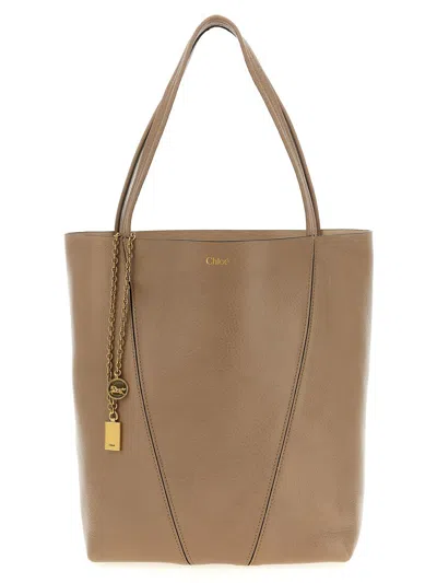 Chloé Chloè Spin Small Leather Tote Bag In Neutral