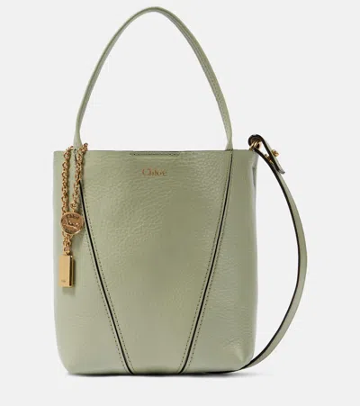Chloé Spin Small Leather Tote Bag In Green