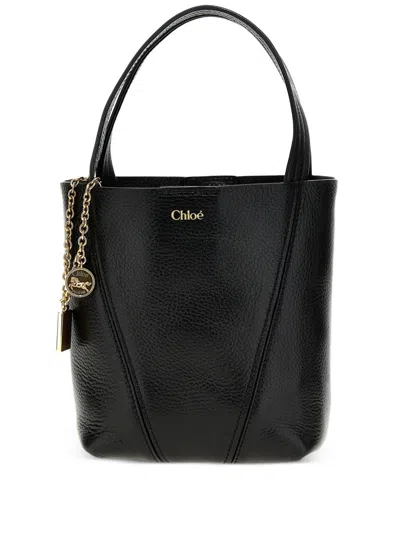 Chloé Spin Small Leather Tote In Black