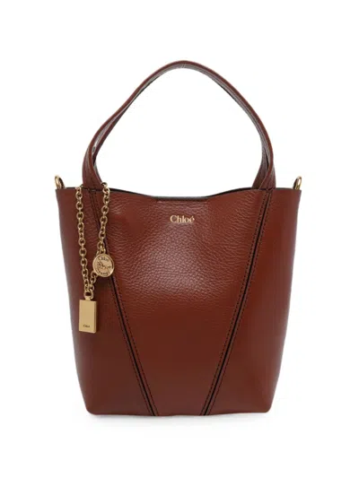 Chloé Spin Small Leather Tote In Brown