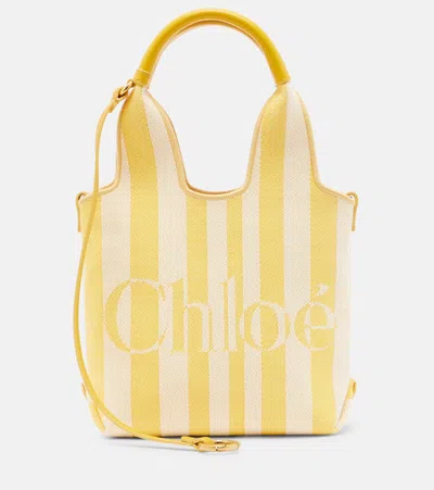 Chloé Stripy Small Jacquard Tote Bag In Yellow