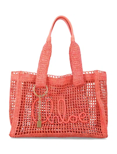 Chloé Summer Banana East-west Tote Bag In Red