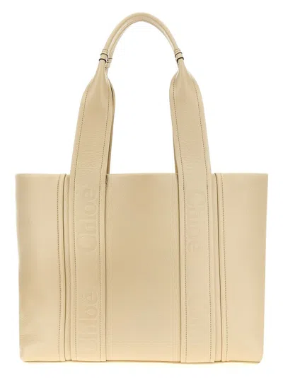 Chloé Chloe Woody Medium Shopper Bag In Beige