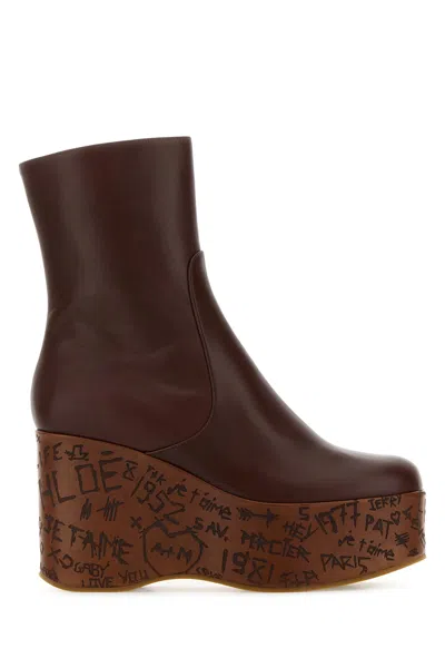 Chloé Chloe Chocolate Leather Maxime Wedges In Brown