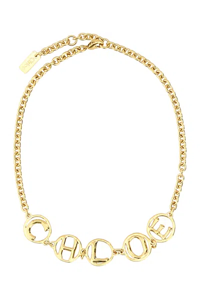 Chloé Golden Logo Script Choker Necklace