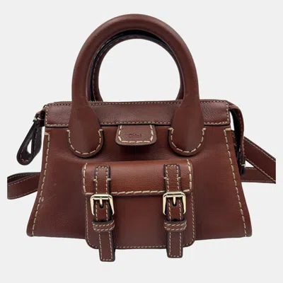 Pre-owned Chloé Chole Edith Brown Mini Top Handle Bag