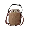 Chloé Woody Small Mifuko Basket Bag With Logo Webbing In Black/beige