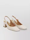 Chloé Chunky Heel Chain Square Toe Pumps