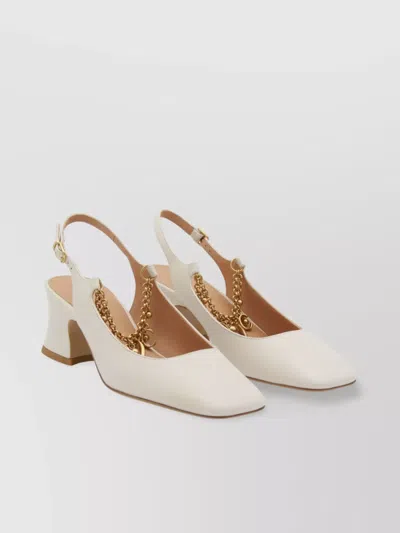 Chloé Chunky Heel Chain Square Toe Pumps