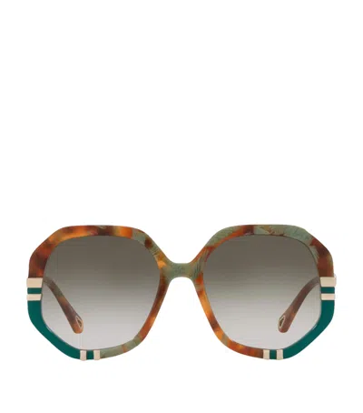 Chloé Chunky Ocatagonal Sunglasses In Brown