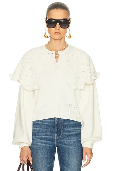 Chloé Chunky Wool Cardigan In White