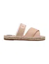 Chloé Kids Logo Canvas Espadrille Slides In Stone