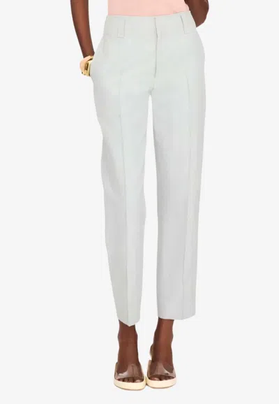 Chloé Cigarette Pants In Linen-blend In Gray