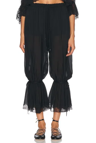 Chloé Drawstring Lace-trim Cropped Pants In Black