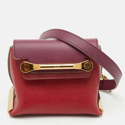 Pre-owned Chloé Clare Mini Red/violet Leather Crossbody Bag