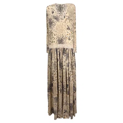 Pre-owned Chloé Chloe Clare Waight Keller Fall 2015 Look 30 Maxi Crepe Floral Printed Dress In Brown