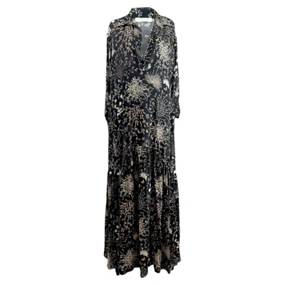Pre-owned Chloé Clare Waight Keller Fall 2015 Look 32 Maxi Crepe Floral Dress In Black