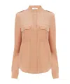 Chloé Classic Crepe Chine Shirt In Nude