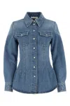 Chloé Long-sleeved Lapel Denim Coat In Navy
