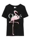Chloé Women Black Crewneck T-shirt With Maxi Logo Print On The Front In Cotton Woman In Black