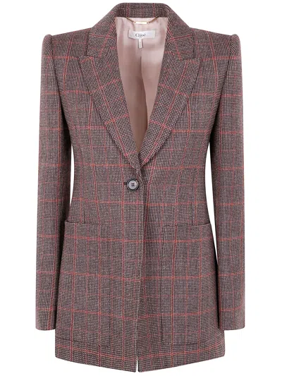 Chloé Classic Long Blazer Jacket In Brown