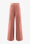 Chloé High-rise Flared Trousers In Cotton Canvas Pink Size 8 100% Cotton, Horn Bubalus Bubalis, Farmed, Co In Pink