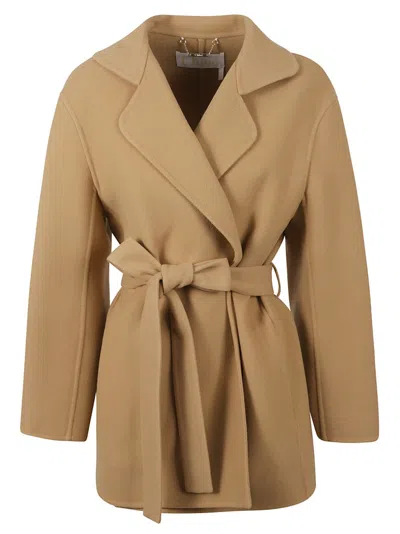 Chloé Classic Wrap Coat With Belted Waist In Neutral