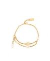 Chloé The Classy Brass And Glass Pearl Bracelet Accessories In Gold